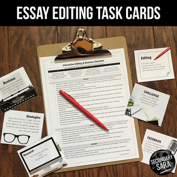 Preview of Essay Editing Checklist & Task Cards (UPDATED)