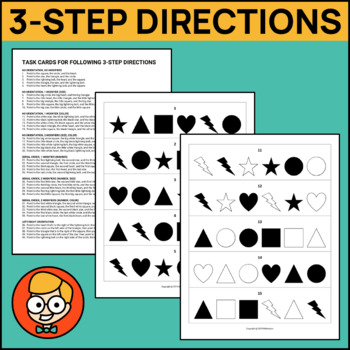 Preview of Task Cards for Following 3-Step Directions