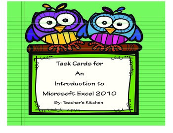 Preview of Task Cards for An Introduction to Microsoft Excel 2010