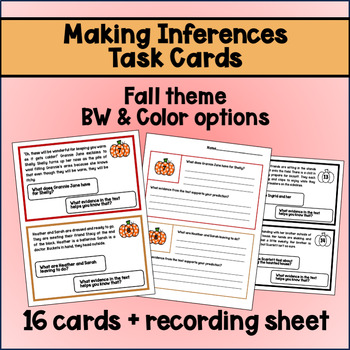 Preview of Task Cards for Making Inferences | Seasonal | Fall themed scenarios
