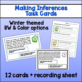 Preview of Task Cards for Making Inferences | Seasonal | Winter theme