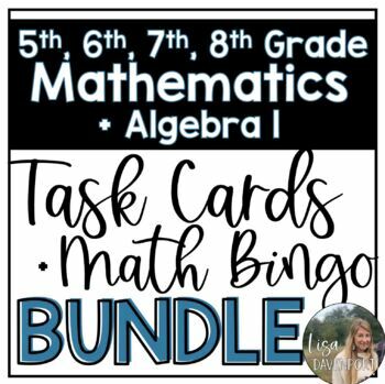 Preview of Math Task Cards for Middle School and Algebra 1 Bundle