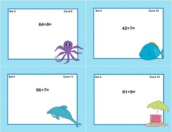 Task Cards for Multiplication and Division Practice Grade 3-Ocean Theme