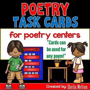 Preview of Poetry Center Task Cards for Poetry Stations, Poem Activities Use With Any Poem!