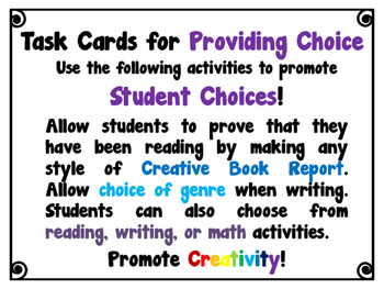 Preview of Task Cards for Providing Choice - Strategies for GATE Thinkers - Pack 2