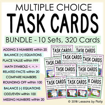 Task Cards | Second Grade Math Standards Bundle by Lessons by Molly