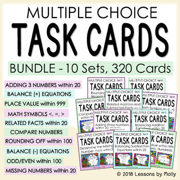 Preview of Task Cards | Second Grade Math Standards Bundle