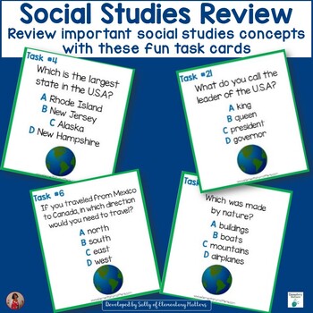 Preview of Review Social Studies Practice Fundamental Basic Concepts Task Cards
