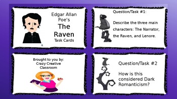 Preview of Task Cards for "The Raven" by Edgar Allan Poe