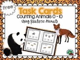 Task Cards using realistic animals Numbers 0-10