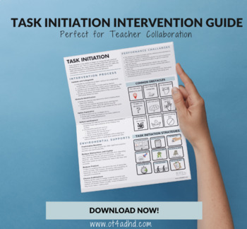 Preview of Task Initiation Executive Function Intervention Teacher Quick Reference