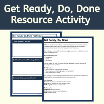 Preview of Task Initiation Skills Resource: Get Ready, Do, Done Resource Activity