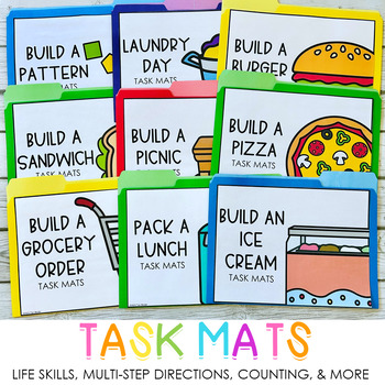 Preview of Task Mats for Life Skills, Following Multi-Step Directions, Counting, & More
