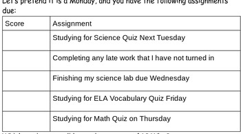 Preview of Task Prioritizing Worksheet