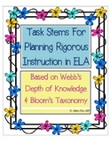 Task Stems For Rigorous Instruction in ELA: Webb’s  Depth 