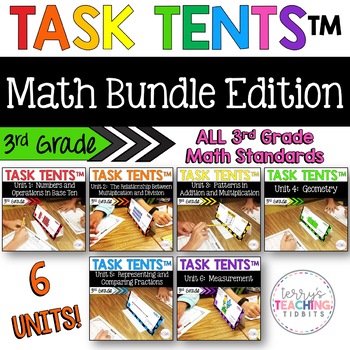Preview of Task Tents™ Bundle - 3rd Grade Math Edition {ALL 6 UNITS}