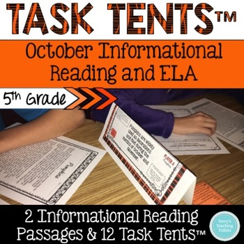 Preview of Task Tents™ - October Informational Reading & ELA {5th Grade}