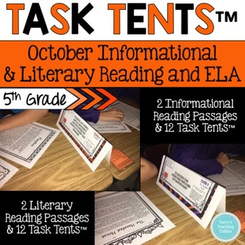 Preview of Task Tents™ - October Informational and Literary Reading & ELA {5th Grade}