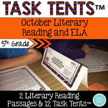 Preview of Task Tents™ - October Literary Reading & ELA {5th Grade}