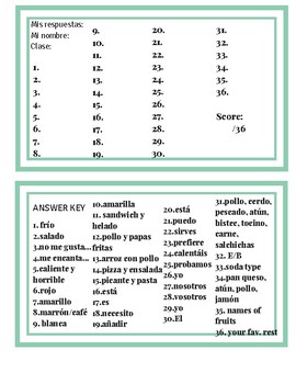 Answer sheet Exploremos España by Educational Enchiladas