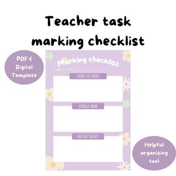 Preview of Task marking checklist, graphic organiser for teachers