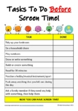 Tasks To Do Before Screen Time Checklist!