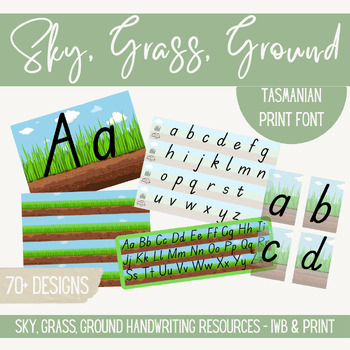 Preview of Tasmanian Print Sky, Grass, Ground Handwriting Bundle - IWB, Printable and More