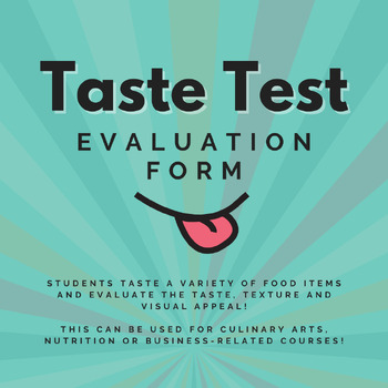Preview of Taste Test Evaluation Form (Versatile: Culinary, Nutrition, Health or Business!)