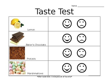 Taste Test Worksheet by Ashley Browe | Teachers Pay Teachers