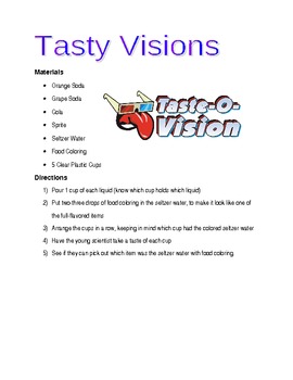 Preview of Tasty Visions - Individual 5 Senses Lab