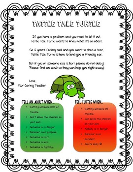 Preview of Tattle Tale Turtle