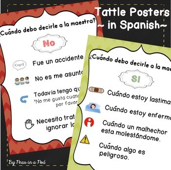 Preview of Spanish Tattle Form Tattling vs Reporting Tattle Tongue Box Forms