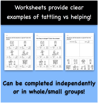 Tattling Social Story & Worksheet Activities by Mimi's Book Nook