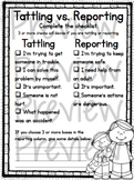 Tattling vs. Reporting Checklist: Classroom Management Tool