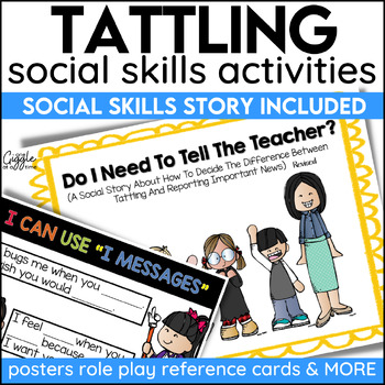 Preview of Social Stories Tattling vs Reporting Telling Posters  Social Skills Activities