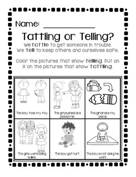 Preview of Tattling vs. Telling