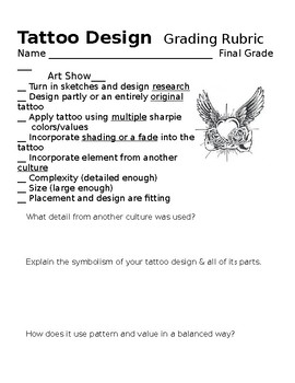 Preview of Tattoo Design Art Lesson Papers