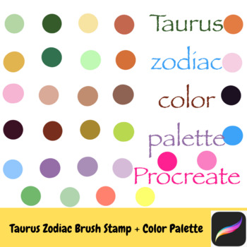 Taurus zodiac brush stamp and color palette by smarty246 | TpT