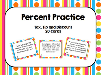 Tax Discount Tip Worksheet (20 problems) by Math With Ms Yi TPT