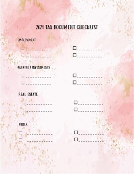 Tax Form Document Checklist by The Kinda Organized Life | TPT