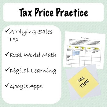 Preview of Tax Price Practice Google Document