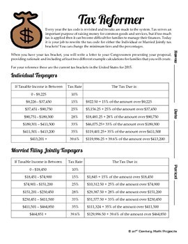 tax rate financial literacy percent 21st century math project