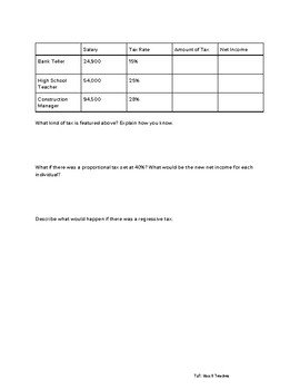 Income Tax Worksheets Teaching Resources Teachers Pay Teachers