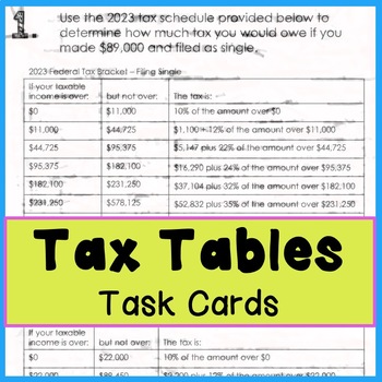 Preview of Tax Tables & Schedules - Task Cards