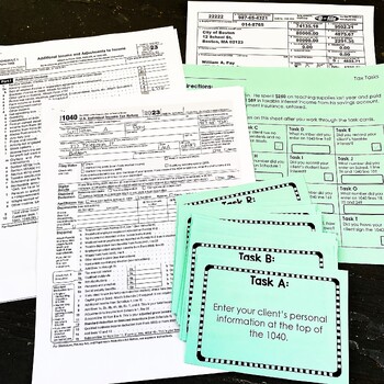 Tax Task Cards Federal Income Tax 1040 Activity Tpt