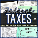 Tax Task Cards - Federal Income Tax 1040 activity