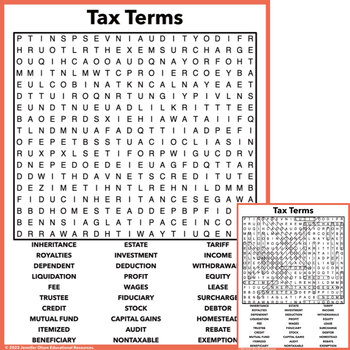 Preview of Tax Terms Word Search