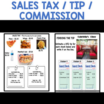Preview of Tax / Tip / Commission Practice  Vol. 7  No Prep