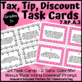 Tax, Tip, Discount Task Cards: Heart Theme