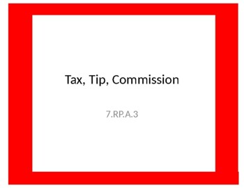 Preview of Tax, Tip, and Commission Task Cards